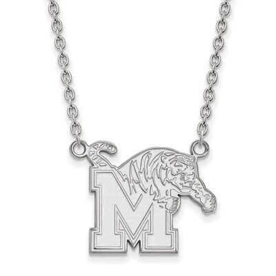 University of Memphis Large Pendant with Chain Necklace 10k White Gold 1W012UMP-18, MPN: 1W012UMP-1…