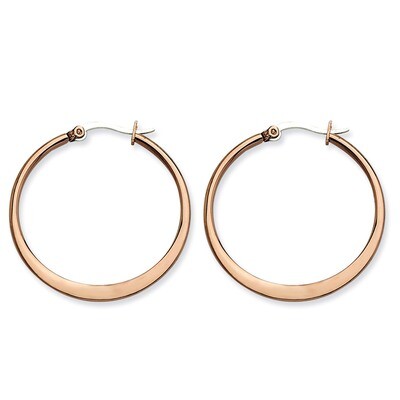 Chocolate IP plated 34mm Hoop Earrings - Stainless Steel SRE419 by Chisel, MPN: SRE419, 886774039442