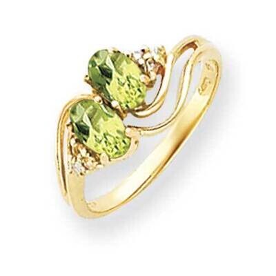 6x4mm Oval Peridot Diamond Ring 14k Gold Y4617PE_AA, MPN: Y4617PE_AA, 883957458618