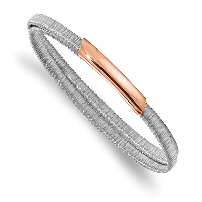 Leslie&#39;s Rose-tone Mesh Flexible Slip-on Bracelet Sterling Silver HB-QLF1002, MPN: QLF1002, 1911017…