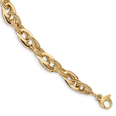 8 Inch Textured Fancy Link 8in Bracelet 14k Gold Polished SF2361-8, MPN: SF2361-8, 191101980961