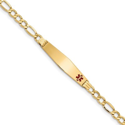 7 Inch Medical Soft Diamond Shape Red Enamel ID Bracelet 14k Gold XM563FC-7, MPN: XM563FC-7, 191101…