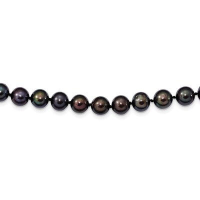 8-9mm Black Cultured Freshwater Pearl Necklace 28 Inch Sterling Silver Rhodium-plated QH5156-28, MP…