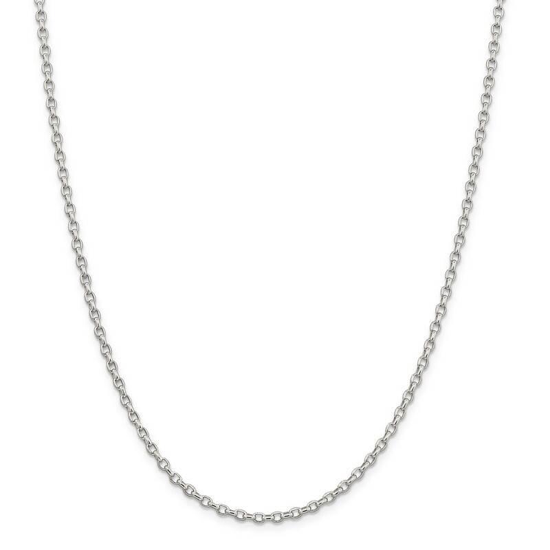 2.75mm Oval Rolo Necklace 18 Inch Sterling Silver QFC194-18, MPN: QFC194-18, 191101394195