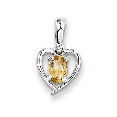 Citrine &amp; Diamond November Pendant Sterling Silver QBPD19NOV, MPN: QBPD19NOV, 883957457741