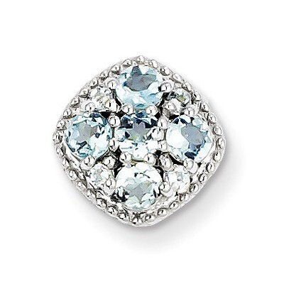 Aquamarine Square Pendant Slide Sterling Silver Rhodium-plated QP2998AQ, MPN: QP2998AQ, 883957435916