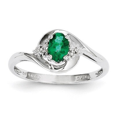 Emerald Diamond Ring 14k White Gold Genuine XBS376, MPN: XBS376, 883957374321