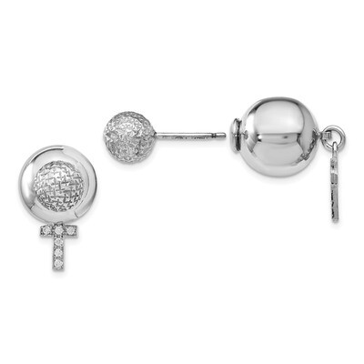 Leslie&#39;s CZ Cross Front and Back Earrings Sterling Silver Rhodium-plated HB-QLE1100, MPN: QLE1100, …