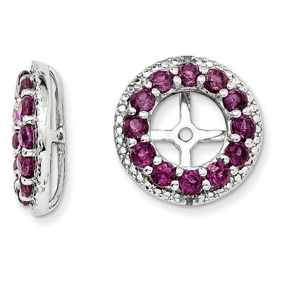 Diamond &amp; Rhodolite Garnet Earring Jacket Sterling Silver Rhodium QJ123JUN, MPN: QJ123JUN, 19110138…