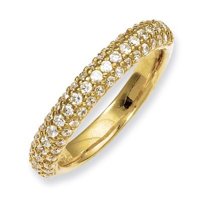 Gold-plated 61 Stone Diamond Ring Sterling Silver Pave QR3406Y-8, MPN: QR3406Y-8, 886774299860