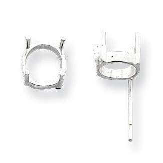 Round 4-Prong Low Open Back 7.0mm Earring Setting Sterling Silver SS3003-5