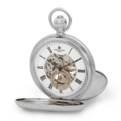 Charles Hubert Chrome Finish Double Cover Open Window Pocket Watch  XWA6129, MPN: XWA6129, 84887000…