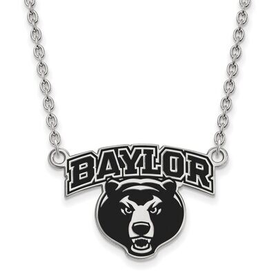 Baylor University Large Enamel Pendant with Chain Necklace Sterling Silver SS051BU-18, MPN: SS051BU…