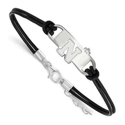 Navy Small Center Leather Bracelet Sterling Silver SS004USN-7, MPN: SS004USN-7, 886774702438