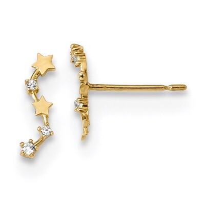 Madi K Curved Stars CZ Diamond Post Dangle Earrings 14k Gold GK921, MPN: GK921, 191101901591