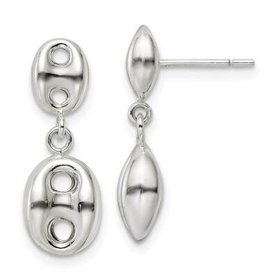 Oval Dangle Post Earrings Sterling Silver Polished QE16025, MPN: QE16025, 196904150412