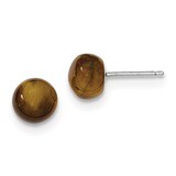 8-8.5mm Button Tiger Eye Post Earrings Sterling Silver QE6432, MPN: QE6432, 815479017134