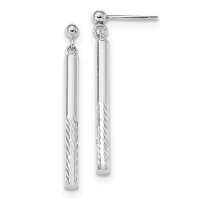 Polished and Diamond -cut Bar Dangle Post Earrings 14k white Gold TH954W, MPN: TH954W, 191101078354