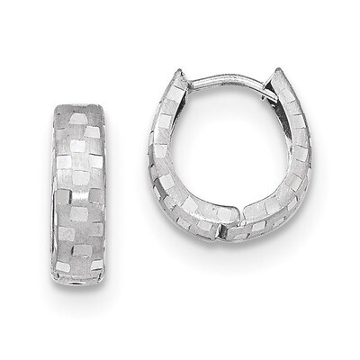 Diamond Cut 4mm Patterned Hinged Hoop Earrings 14k white Gold TF544, MPN: TF544, 868044157391