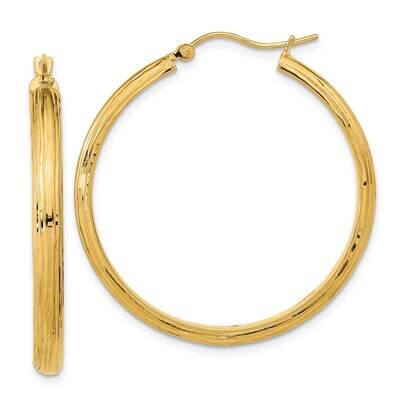Textured Fancy Hoop Earrings 14k Gold Polished TC1041, MPN: TC1041, 883957983202