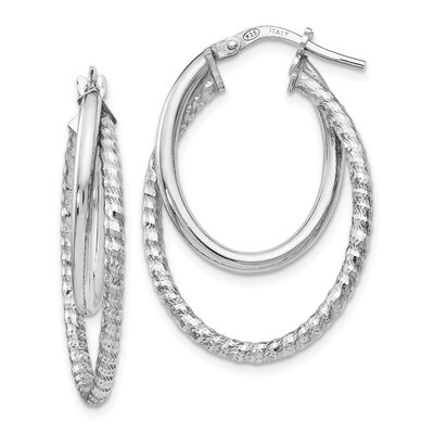 Leslie&#39;s Diamond-cut Oval Hoop Earrings Sterling Silver Polished HB-QLE981, MPN: QLE981, 1911016437…