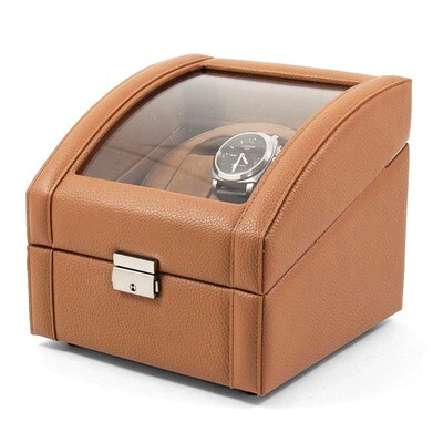 Tan Leather Glass Top Dual Watch Winder GM8739, MPN: GM8739, 797140555858