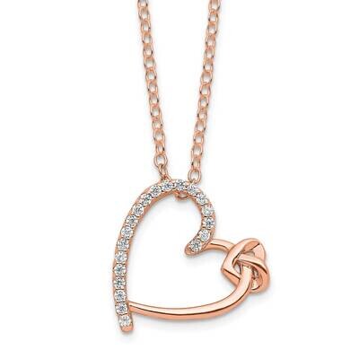 Rose-Tone CZ Diamond Heart 18 Inch Necklace Sterling Silver Polished QG6022-18, MPN: QG6022-18, 191…