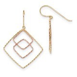 Diamond -cut Graduated Square Shepherd Hook Earrings 14k Two-tone Rose Gold TL1004, MPN: TL1004, 19…