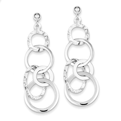 Textured Circle Post Dangle Earrings Sterling Silver Polished QE8871, MPN: QE8871, 886774749808