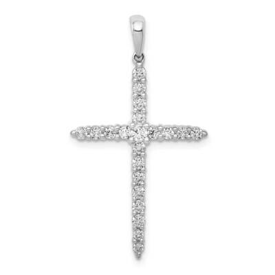 Polished 1/2Ct. Diamond Cross Pendant 14k White Gold PM4960-050-WA, MPN: PM4960-050-WA, 883957706085