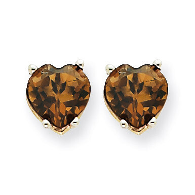 6mm Heart Smokey Quartz Earrings 14k White Gold XE98WSQ, MPN: XE98WSQ, 883957110943