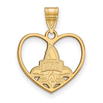 University of New Orleans Pendant in Heart Gold-plated Silver GP012UNO, MPN: GP012UNO, 886774915128
