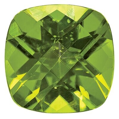 Peridot 9mm Cushion Checkerboard AA Quality Gemstone PE-0900-CUX-AA, MPN: PE-0900-CUX-AA,