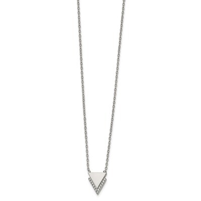 CZ Double Triangles 16.5 Inch Necklace Stainless Steel Polished SRN2663-16.5 by Chisel, MPN: SRN266…