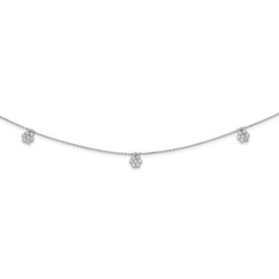 7 Station Dangle Flower Cz 28 Inch Necklace Sterling Silver QG5642-28, MPN: QG5642-28, 883957177021