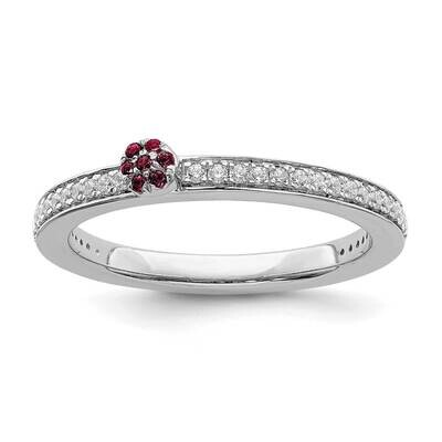Created Ruby &amp; Diamond Ring 14k White Gold SK2082, MPN: SK2082, 191101298240