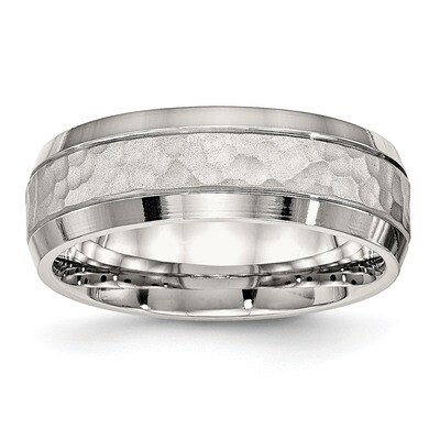 Hammered 7.50mm Band Stainless Steel Brushed and Polished SR530, MPN: SR530, 886774391748