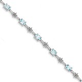 Aquamarine and Diamond Bracelet Sterling Silver QX859AQ, MPN: QX859AQ, 886774675381