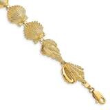 Assorted Shell Link Bracelet 14k Gold FB1709-7.25, MPN: FB1709-7.25, 637218043644