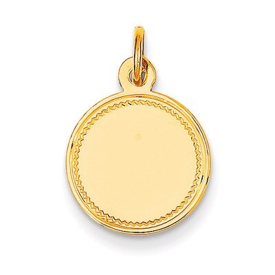 Plain .013 Gauge Engravable Round Disc Charm 14k Gold XM149/13, MPN: XM149/13, 883957859903