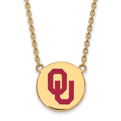 Oklahoma Large Enamel Disc Pendant with Necklace Gold-plated Sterling Silver GP045UOK-18, MPN: GP04…