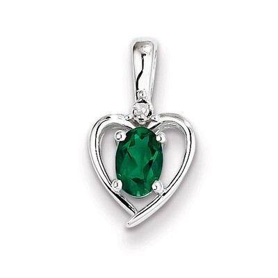 Emerald &amp; Diamond May Pendant Sterling Silver QBPD19MAY, MPN: QBPD19MAY, 883957500812