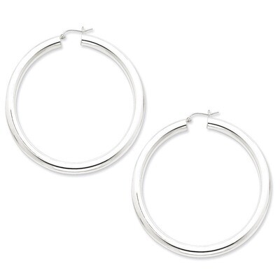 5.00mm Polished Hoop Earrings Sterling Silver Rhodium-plated QE4410, MPN: QE4410, 883957930305