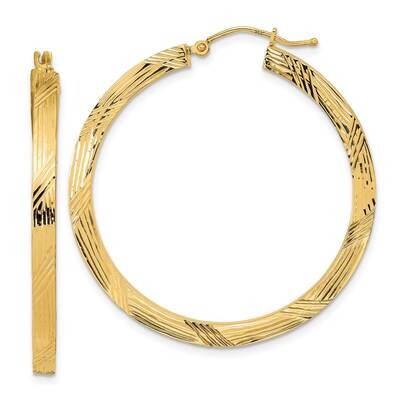 Textured Hoop Earrings 14k Gold Polished TF2057, MPN: TF2057, 883957988085