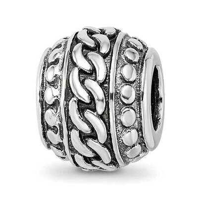 Antiqued Large Chain Pattern Bead Sterling Silver QRS4064, MPN: QRS4064,