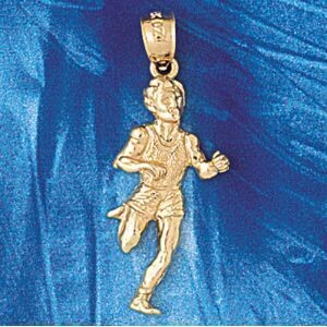 Dazzlers Jewelry Running Figure Pendant Necklace Charm Bracelet in Yellow, White or Rose Gold 3596,…