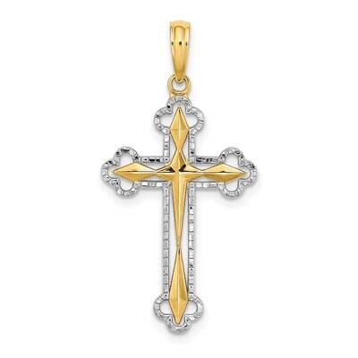 Reversible Cross Charm 14k Gold Rhodium Diamond-cut K9467, MPN: K9467, 637218138425