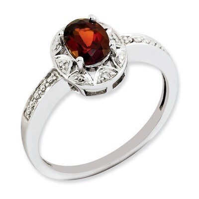 January Garnet Ring Sterling Silver Diamond QBR10JAN, MPN: QBR10JAN, 886774187921