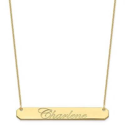 Polished Edwardian Script Bar Necklace 10k Gold Large 10XNA1225Y, MPN: 10XNA1225Y,