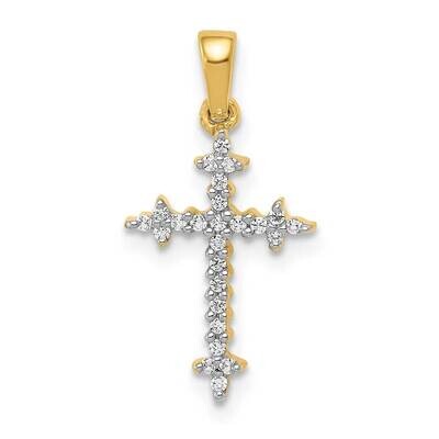 Diamond Fleur De Lis Cross Pendant 14k Gold &amp; Rhodium PM5075-010-YA, MPN: PM5075-010-YA, 8839577084…